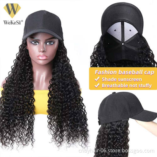Fashionable Baseball Hat Wigs Straight Hair Wig Vendors,8-40 Inch Cheap Virgin Brazilian Human Hair Wig With Hats